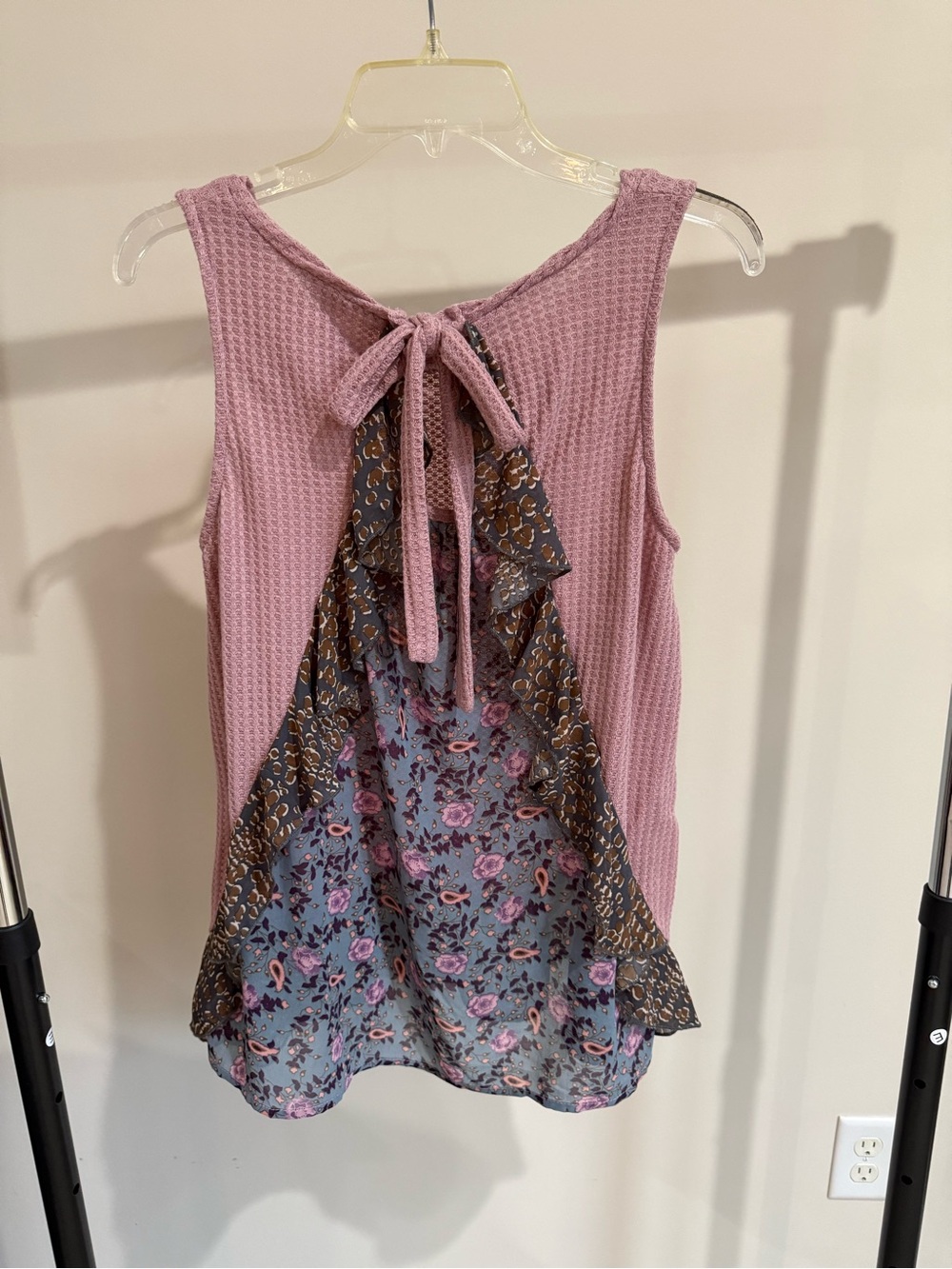 Women’s Waffle Knit Oversized Tank in Mauve Pink